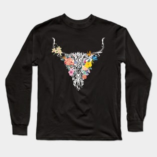 Bull skull with flowers Long Sleeve T-Shirt